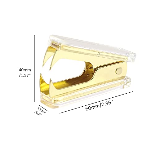 1PC Clear Yellow Gold Staples Remover Acrylic Luxury Yellow Golden Metal Body Staple Puller Removal Tool with Lock Professional Staple Remover for School Supplies Desktop Accessories (Yellow Gold) - color: Yellow Gold