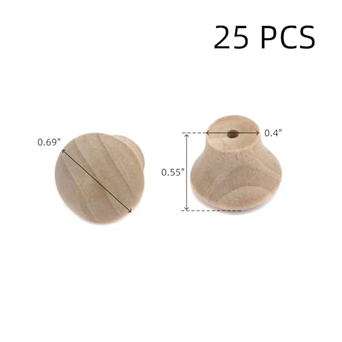 25Pcs Wooden Mini Handle Knobs Cabinet Pull Knobs 0.69"×0.55" - size: 0.69"×0.55"