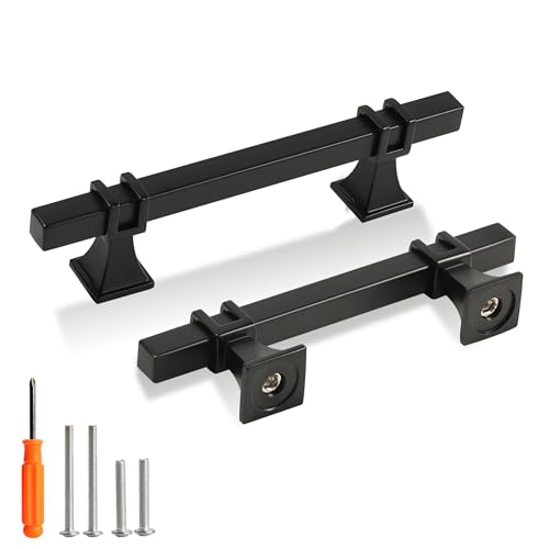 Cabinet Pulls Matte Black Cabinet Handles, 10 Pack 5 Inch Kitchen Door Cupboard Wardrobe Drawer Handles, Cabinet Hardware Bar Drawer Pulls, 128mm Hole Centers - color: Black, size: 5 inch Hole Centers Pull