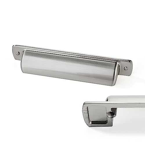 Cup Pulls 6 Pack 3-3/4"(96mm) Center to Center Drawer Pulls Brushed Nickel Cabinet Cup Pulls Kitchen Hardware Satin Nickel Cabinet Knobs Bin Cup Drawer Handles. - color: Brushed Nickel, size: 3-3/4"(96mm) hole center, style: Quantity:6