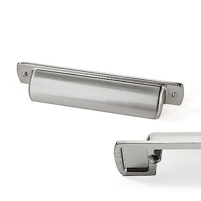 Cup Pulls 6 Pack 3-3/4"(96mm) Center to Center Drawer Pulls Brushed Nickel Cabinet Cup Pulls Kitchen Hardware Satin Nickel Cabinet Knobs Bin Cup Drawer Handles. - color: Brushed Nickel, size: 3-3/4"(96mm) hole center, style: Quantity:6