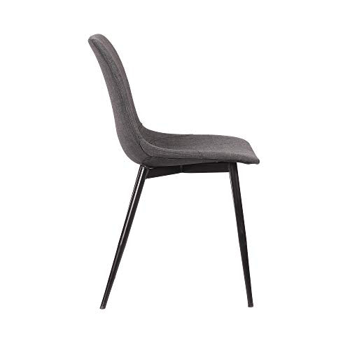 Armen Living Monte Mid Century Modern Dining Accent Chair for Table Kitchen Desk Vanity in Charcoal Gray Fabric Upholstery with Black Metal Legs - color: Charcoal Gray Fabric, style: Single