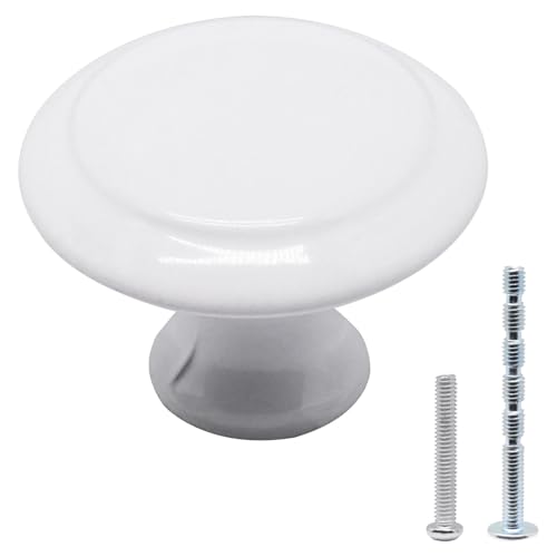 White Cabinet Knobs 25 Pack, Round Dresser Drawer Knobs 1.16 inch Drawer Pulls for Kitchen, Dressers and Closets - color: White