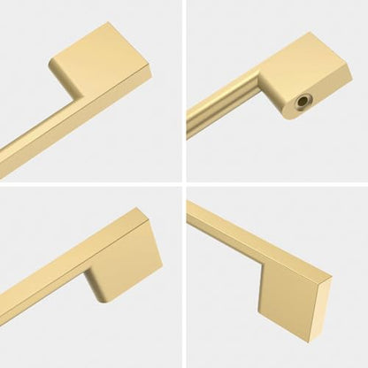 9BUILD 10 Gold Cabinet Pulls, 3 Inch Handles - Kitchen Cabinets - color: Brushed Gold, size: 3"/76MM Hole Center, style: 10 Pack