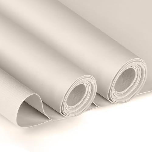 Faux Leather 2 Yards 58" x 72", 0.6 mm Thick Upholstery Leather PU Fabric Synthetic Leather Material Vinyl Leather Sheets for Upholstery Crafts, DIY Sewing, Sofa (Cream White_Light Weight Fabric) - color: White_smooth Surface_2 Yards