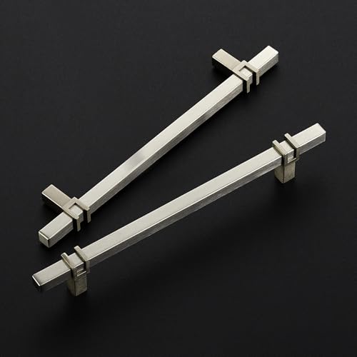 HOME EDIT 6-1/4 inch Brushed Nickel Cabinet Handles, 10 Pack Kitchen Cabinet Handles Drawer Pulls Zinc Alloy Square Bar Kitchen Pulls - color: Brushed Nickel, size: 6-1/4 Inch Hole Center