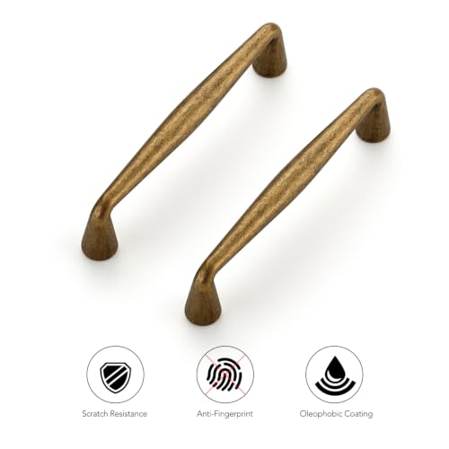 Ravinte Antique Brass Cabinet Handles Solid Handles,3-3/4 Inch,10 Pack - color: Antique Brass, size: 3-3/4 Inches Hole Center