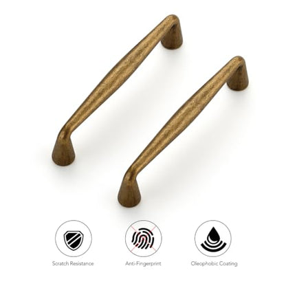 Ravinte Antique Brass Cabinet Handles Solid Handles,3-3/4 Inch,10 Pack - color: Antique Brass, size: 3-3/4 Inches Hole Center