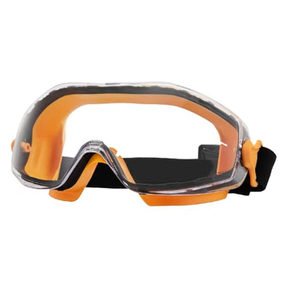 POWERTEC Safety Goggles, Scratch Proof UV Protection Anti-fog Safety Goggles, Chemical Splash Protective Eyewear W/Adjustable Headband for Woodworking, Mowing, Construction (71563)
