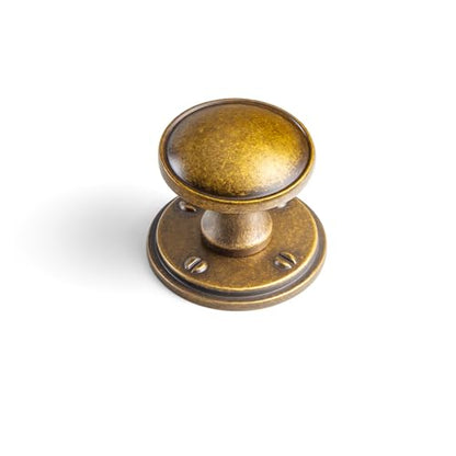 6Pack Antique Brass Cabinet Knob with Backplate Round Drawer Knob - color: Antique Brass, style: Round Plaquette