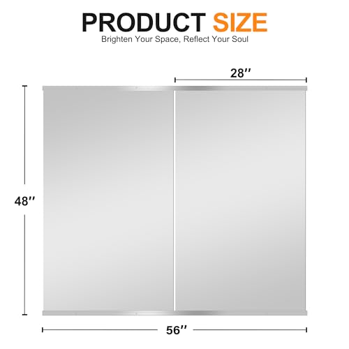 Delma Home Gym Mirror, 48''x28''x2PCS Silver Wall Mounted - size: 48''x28''x2PCS