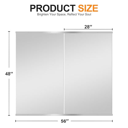 Delma Home Gym Mirror, 48''x28''x2PCS Silver Wall Mounted - size: 48''x28''x2PCS
