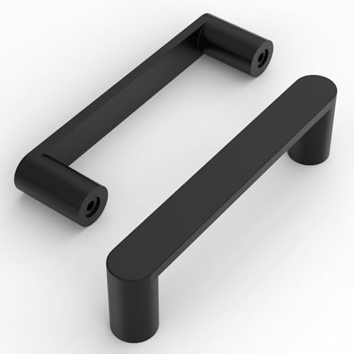 Amerdeco 10 Pack ZH0005MB Matte Black 3.75 Inch(96mm) Hole Centers Kitchen Cabinet Pulls Hardware Modern Kitchen Handles for Cabinets Cupboard Handles Drawer Pulls - color: Matte Black, size: 3.75" hole center