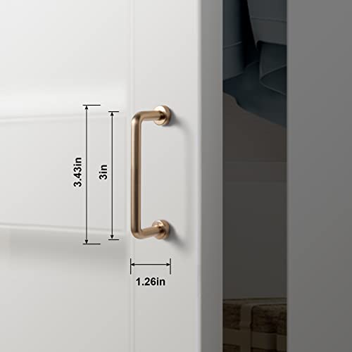 Goo-Ki 6 Pack 3" Center to Center Warm Champagne Bronze Modern Cabinet Pulls Solid Contemporary Home Improvement Hardware Brushed Drawer Pulls Zinc Alloy Kitchen Handles - color: Warm Champagne Bronze, size: 3'' Center to Center