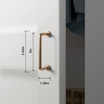 Goo-Ki 6 Pack 3" Center to Center Warm Champagne Bronze Modern Cabinet Pulls Solid Contemporary Home Improvement Hardware Brushed Drawer Pulls Zinc Alloy Kitchen Handles - color: Warm Champagne Bronze, size: 3'' Center to Center