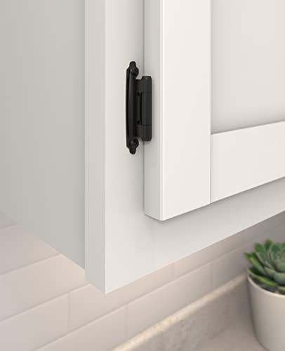 Amerock 1 Pair Variable Overlay Matte Black Face Mount Cabinet Hinge - color: Matte Black, size: Flat