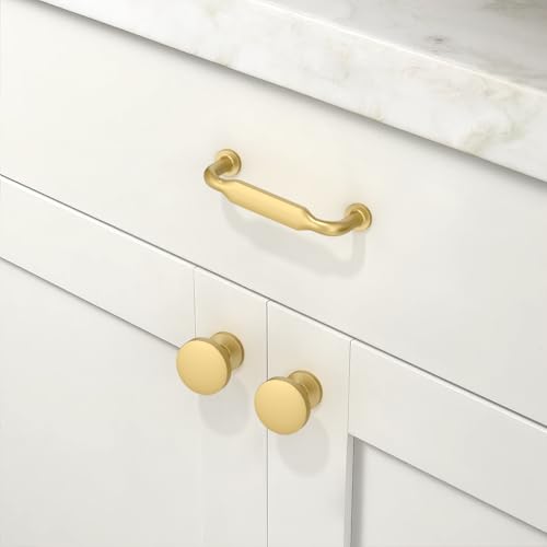 10 Pack Brushed Gold Cabinet Pulls 3 Inch(76mm) Kitchen Cabinet Handles Cabinet Hardware for Drawer Pulls - color: Brushed Gold, size: 3" Hole Center