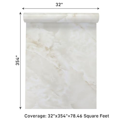 VaryPaper Large Size 32"x354" Cream Marble Wallpaper Peel and Stick Countertops Waterproof Marble Contact Paper for Cabinets Desk Table Vinyl Wrap Removable Granite Wall Paper for Kitchen Bathroom - size: 32" x 354"