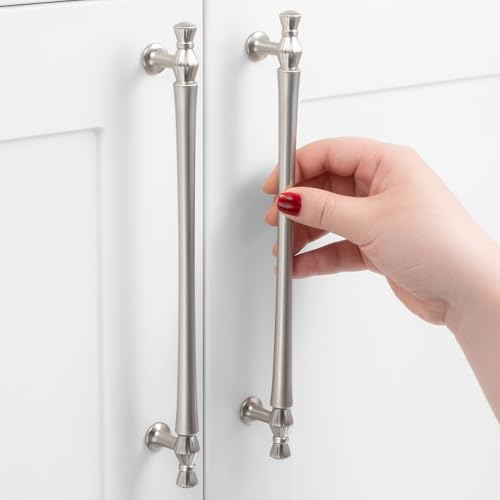 7-1/2 Inch Brushed Nickel Cabinet Pulls 5 Pack French Style P2408 - color: Brushed Nickel, size: 7-1/2" Hole Centers-5 Pcs