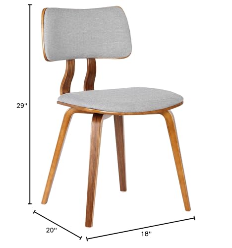 Armen Living Jaguar Mid-Century Dining Chair in Walnut Wood and Gray Fabric - Set of 6 - color: Gray/Walnut, size: Set of 6