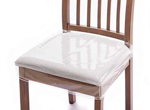 4 Pack Plastic Dining Chair seat Covers/slipcovers with Adjustable Belt Strap (20‘’ W x 17‘’D x 4‘’H) - size: 20‘’W x 17‘’D x 4''H