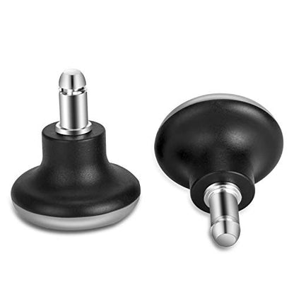 Bell Glides Replacement Office Chair Feet Swivel Caster Wheels to Fixed Stationary Castors, Short Profile with Separate Self Adhesive Felt Pads Black 5pcs (Pack of 2) - size: 11mm x 22mm (Pack of 2)