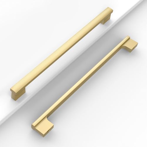 Brushed Gold Cabinet Handles Kitchen Pulls 10 Inch 12 Pack - color: Matte Gold, size: 10 Inch Hole Center