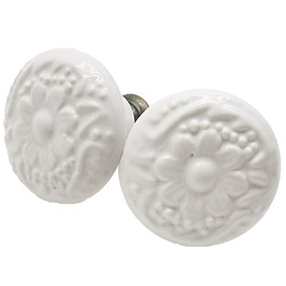 6Pcs White Kitchen Cabinet Knobs, Ceramic Drawer Knobs - color: White
