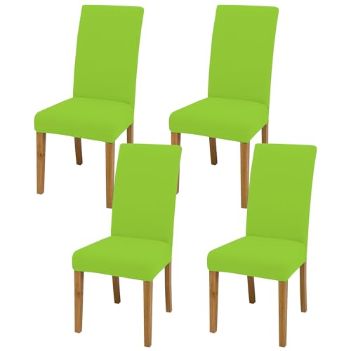 Dining Chair Covers, Stretch Seat Covers, Washable Furniture Protector - color: .Vivid Green, size: ‌Milk Silk