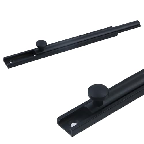 Bitray Slide Bolt Latch of Copper 6 Inch Equipped with Strike Plate&Screws Black Retro Track Door Bolts 2 Sets - style: 2pcs/Black/6inch
