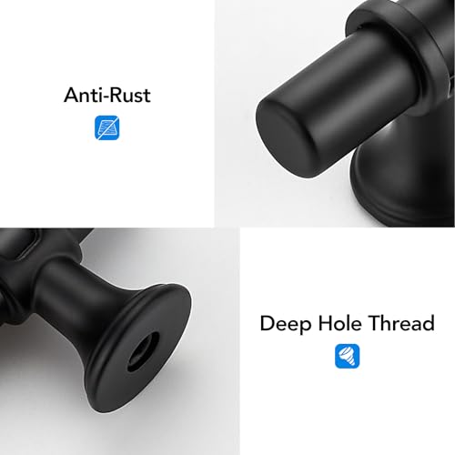 HOME EDIT 10 Pack Matte Black Cabinet Knobs 2 Inch Drawer Knobs Single Hole - color: Black&3T Bar