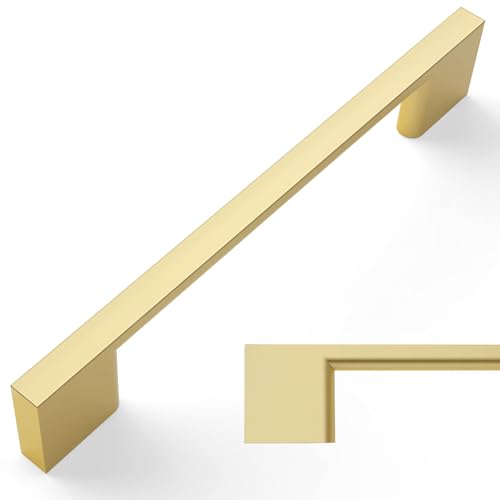 Amerdeco 10 Pack Brushed Gold Cabinet Pulls 5" - color: Brushed Gold, size: 5" hole center