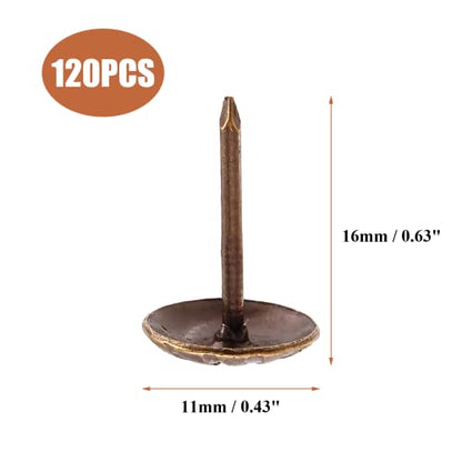 Bivethoi Upholstery Tacks, 7/16" Dia Antique Red Copper, 120 Pcs - color: Red Copper, size: 7/16"