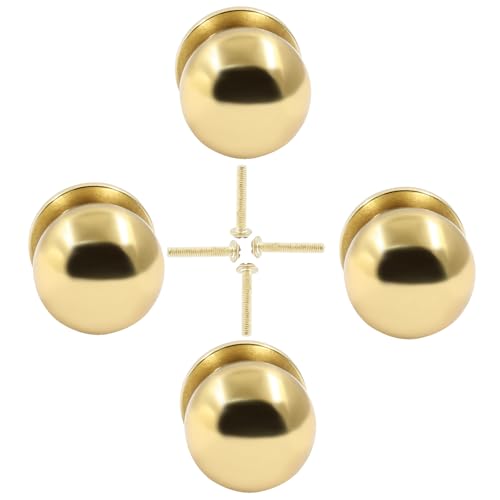 Jiozermi 4 Pack Mini Round Solid Brass Knobs, 5/8 Inch, Polished Gold - color: Polished Gold, size: 5/8 Inch(16mm)