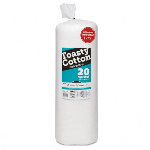 Fairfield Toasty Cotton Quilt Batting, Premium Cotton Batting for Quilting, Ideal for Clothing, Crafts, Wall Hangings, and Quilts, Quilting Supplies, 90" by 20 yd Roll
