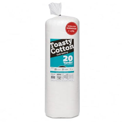 Fairfield Toasty Cotton Quilt Batting, Premium Cotton Batting for Quilting, Ideal for Clothing, Crafts, Wall Hangings, and Quilts, Quilting Supplies, 90" by 20 yd Roll