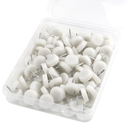 TOVOT 100PCS 15mm Nail-on Furniture Glides Small Chair Legs Glides Plastic Furniture Sliders for Hardwood Floors (White)