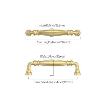 Asidrama 10 Pack 4 inch Brushed Gold Kitchen Cabinet Handles - color: Brushed Gold, size: 4" Hole Center(102mm)