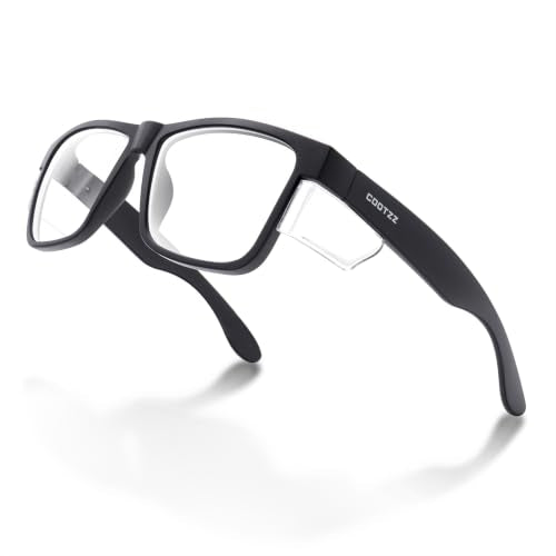 Safety Glasses ANSI Z87.1 - Anti-Fog Impact Resistant Protective Eyewear for Men & Women - Removable Side Shields - color: Matte Black / Clear Lenses