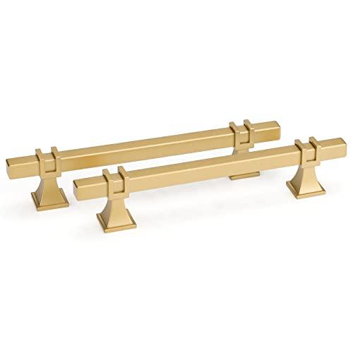 Goldenwarm Gold Cabinet Pulls 5" Brushed Brass Cabinet Pulls 10 Pack - color: Matte Gold, size: 5 Inch Hole Centers