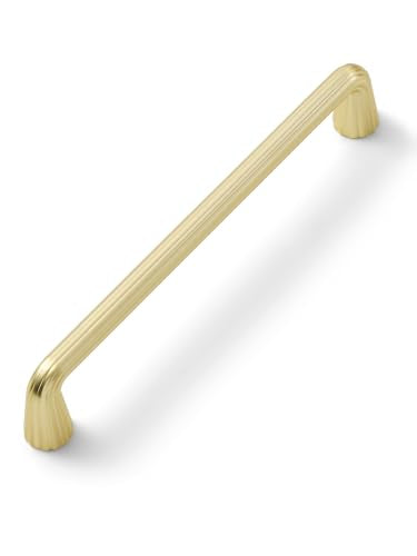 10 Pack Gold Cabinet Pulls 6.3" Hole Center Brushed Brass Drawer Pulls Bathroom Dresser Handles Hardware Zinc Alloy - color: Brushed Gold, size: Pull - 6-5/16 Inch Hole Center