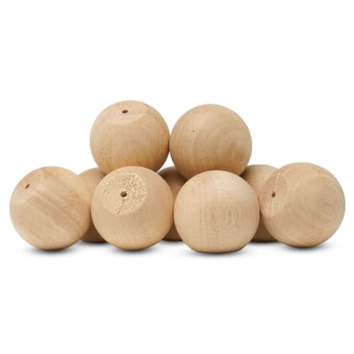 Wood Knobs, 2-1/4 Inch Round Natural Wood Drawer Pulls, Pack of 50 Unfinished Wooden Drawer Knobs, Ball Shaped Wood Cabinet Knobs, Nursery Dresser Knobs, Wood Door Knobs and Crafts - size: 2-1/4 inch
