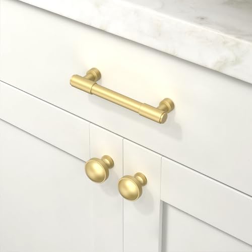 10 Pack Brushed Gold Cabinet Pulls 3.75 Inch(96mm) Kitchen Cabinet Handles Cabinet Hardware for Drawer Pulls - color: Brushed Gold, size: 3.75" Hole Center