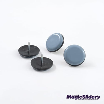 MAGIC SLIDERS 1-1/2 Inch (38mm) Round Furniture Sliders with Nail – 4 Pack | Heavy Duty Silicon Glide Pads for Wood, Tile, Carpet & Vinyl Floors | Floor Protectors for Furniture Legs