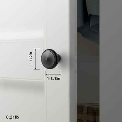 Goo-Ki 6 Pack Matte Black Cabinet Knobs with Decorative Center Button - Kitchen Handles Modern Hardware - color: Matte Black