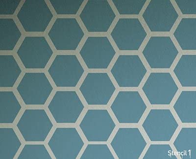 Stencil1 Hexagon Pattern Stencil 11" x 11" Geometric Wall Decor - color: Hexagon Repeat Wallpaper Pattern Stencil