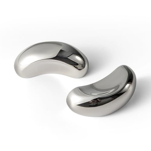 Goo-Ki Solid Brass Cabinet Knobs, Liquid Ribbon Mirror Titanium Silver Drawer Pulls - Modern Luxury Hardware for Kitchen Drawer, Dresser, Wardrobe (1 Piece)