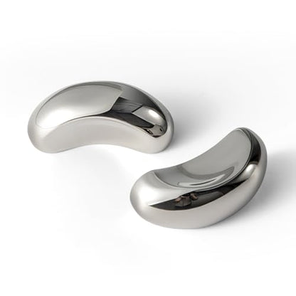 Goo-Ki Solid Brass Cabinet Knobs, Liquid Ribbon Mirror Titanium Silver Drawer Pulls - Modern Luxury Hardware for Kitchen Drawer, Dresser, Wardrobe (1 Piece)