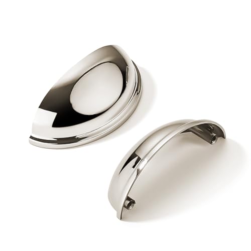 khtumeware 10 Pack 2-1/2" Drawer Pulls Polished Nickel Cabinet Cup Pulls Kitchen Hardware Cabinet Handles Drawer Handles Knobs 2.5 inch Hole Center - color: Polished Nickel, size: 2-1/2"(64mm) Hole Center, style: 10-pack