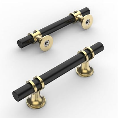 Amerdeco 10 Pack Matte Black and Gold Cabinet Pulls 3 Inch(76MM) Hole Centers Kitchen Cabinet Handles Cabinets Hardware Drawer Pulls ZH0058 - color: Gold+Matte Black, size: 3"/76MM Hole Center